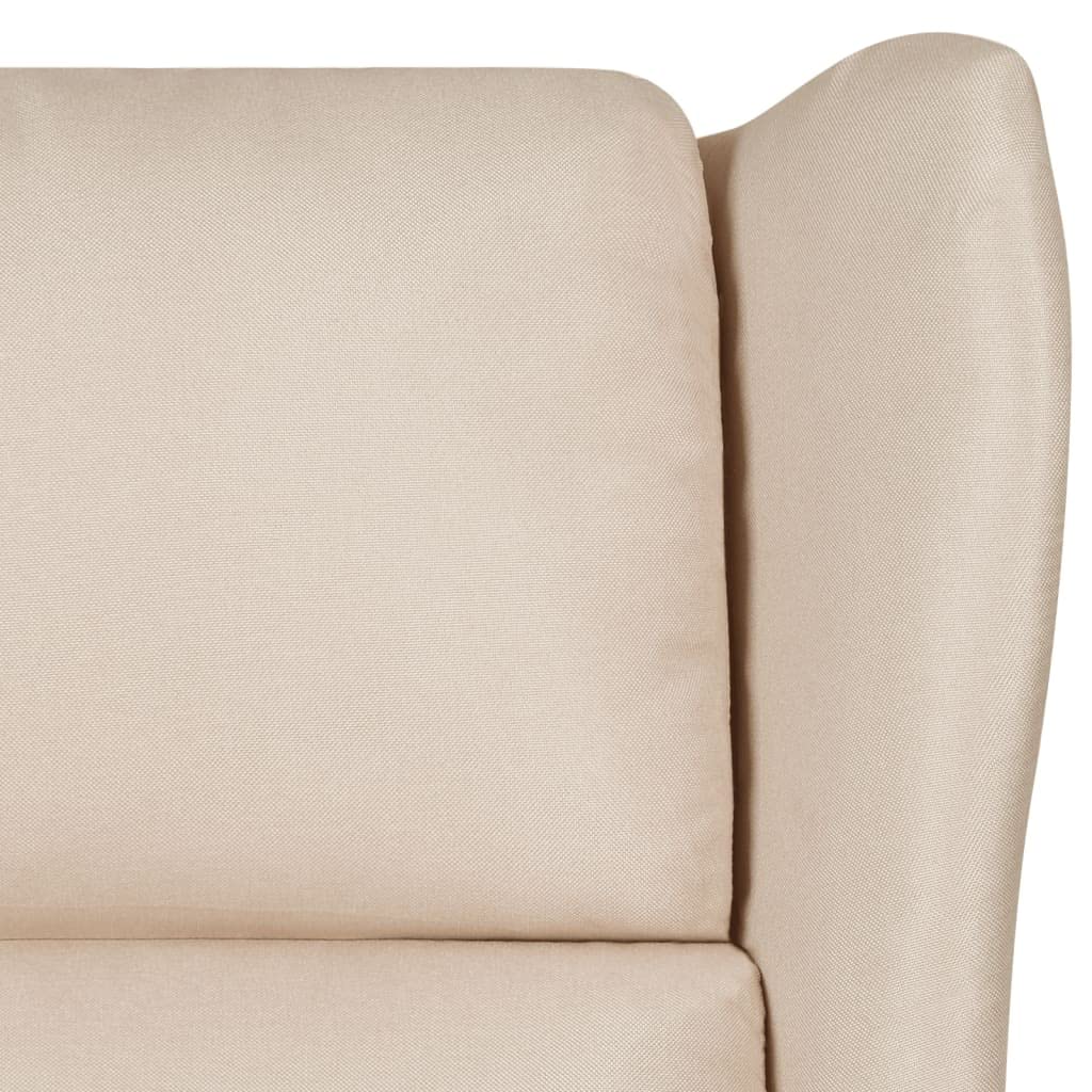 Fotel relaksacyjny w kolorze kremowym, z ręczną funkcją leżenia, regulowane oparcie i podnóżek, ergonomiczny fotel tapicerowany z drewnianą metalową ramą, do salonu, kącika do czytania, biura