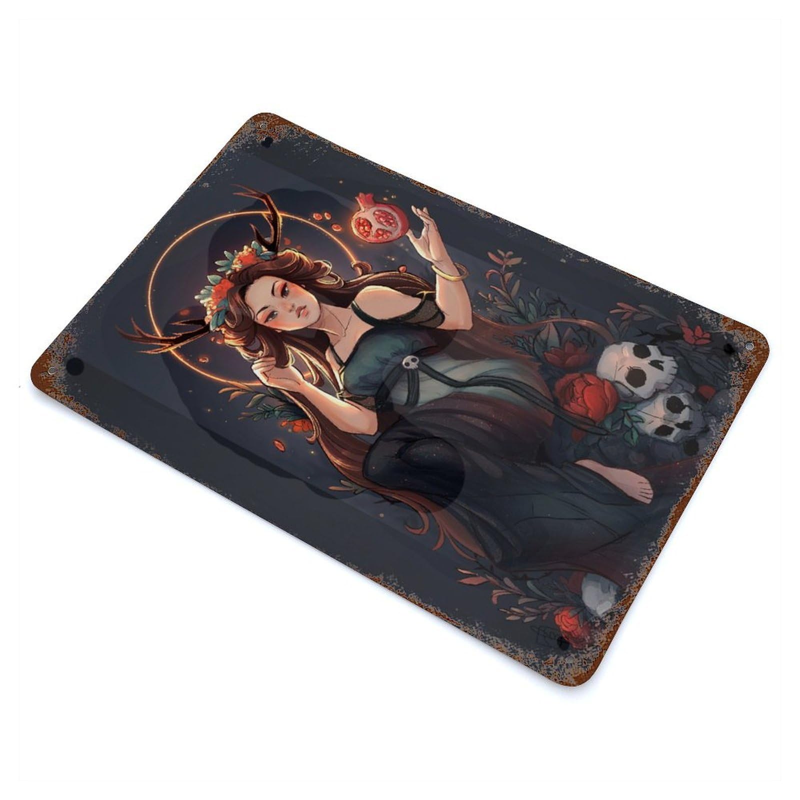 Persephone Goddess 11.8"x7.9" Retro Metal Sign, Vintage Wall Decor for Garage, Bar And Workshop Decor