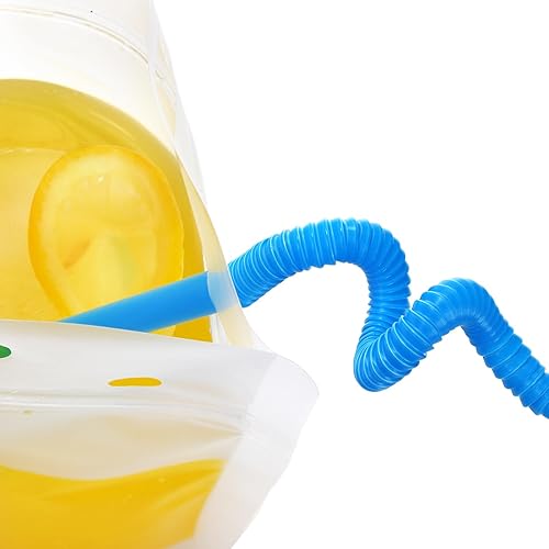 Miniatura 5 de Mezchi 200 bolsas transparentes para bebidas con 200 popotes, bolsas desechables para jugos con pajitas, bolsas de licor, bolsas de bebidas para