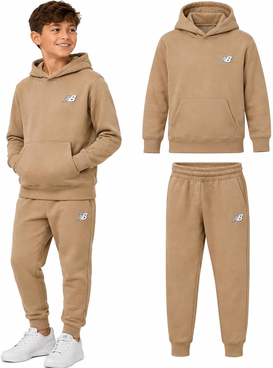 Conjunto de 2 piezas con sudadera con capucha y pantalones deportivos deportivos para niños | Interior suave y acogedor con cintura elástica y piernas con puños, estilo fácil de mezclar y combinar para el recreo, la escuela o los fines de semana.