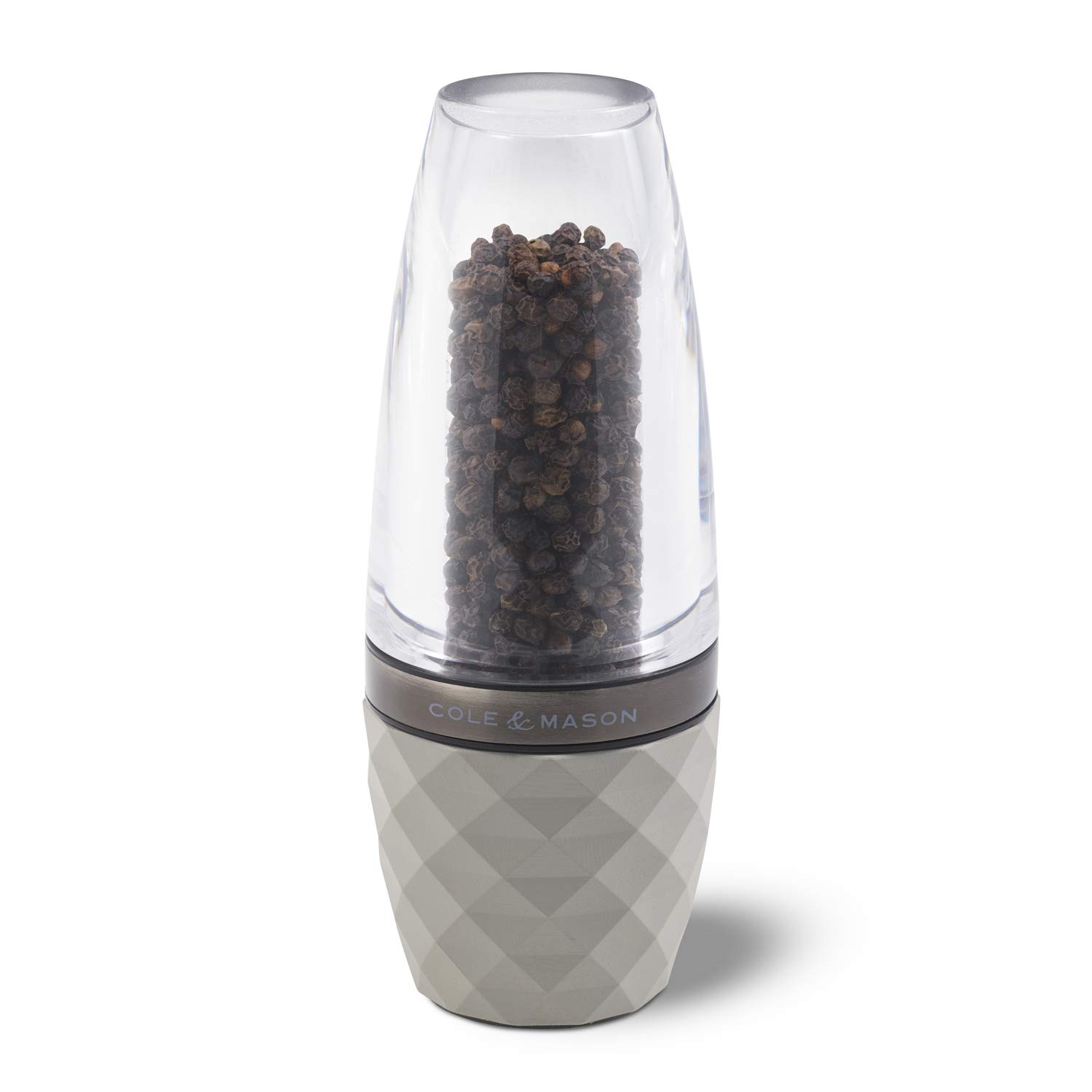Cole & Mason H321804 City Pepper Mill, Precision+ Stemless, Concrete/Acrylic, 160 mm, Single, Includes 1 x Pepper Grinder