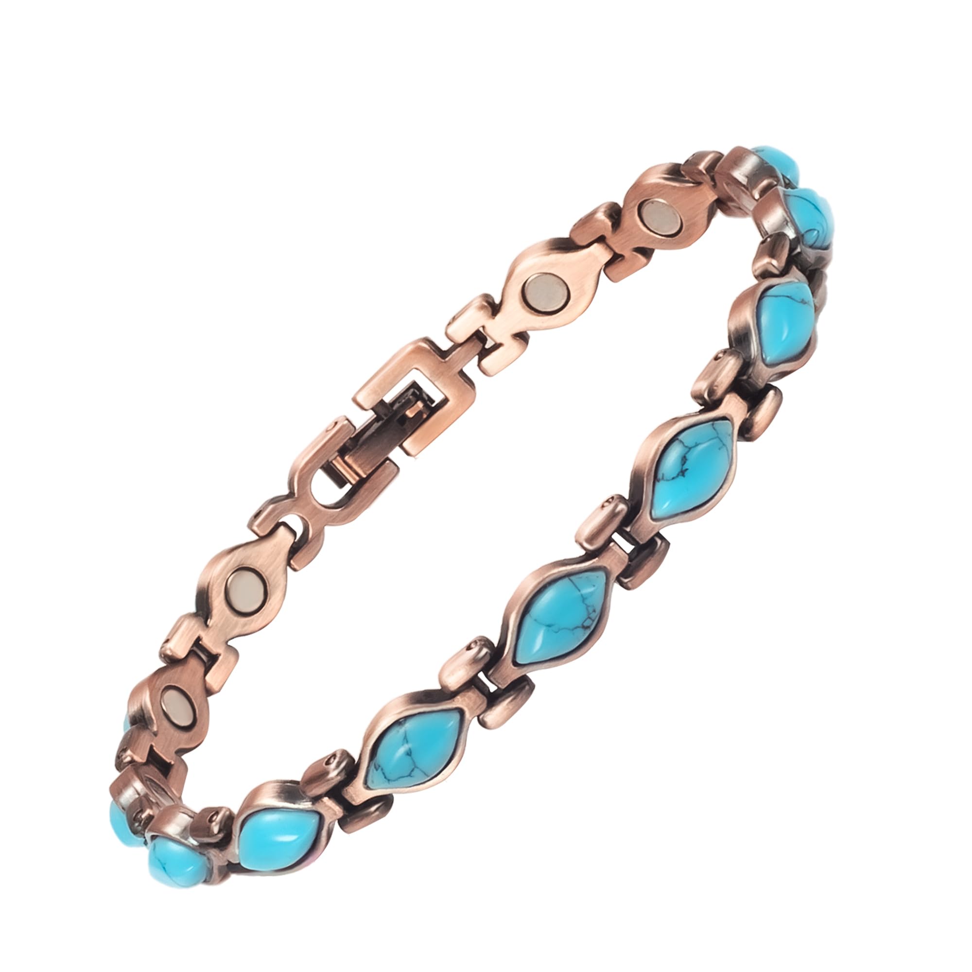 Tobillera magnética de cobre para mujer, pulsera de tobillo de cobre puro con imán (1), Cobre, Imán