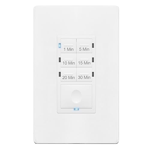 ENERLITES Interruptor de temporizador de cuenta regresiva para ventiladores de baño y luces domésticas ajustes de 1-5-10-15-20-30 minutos con