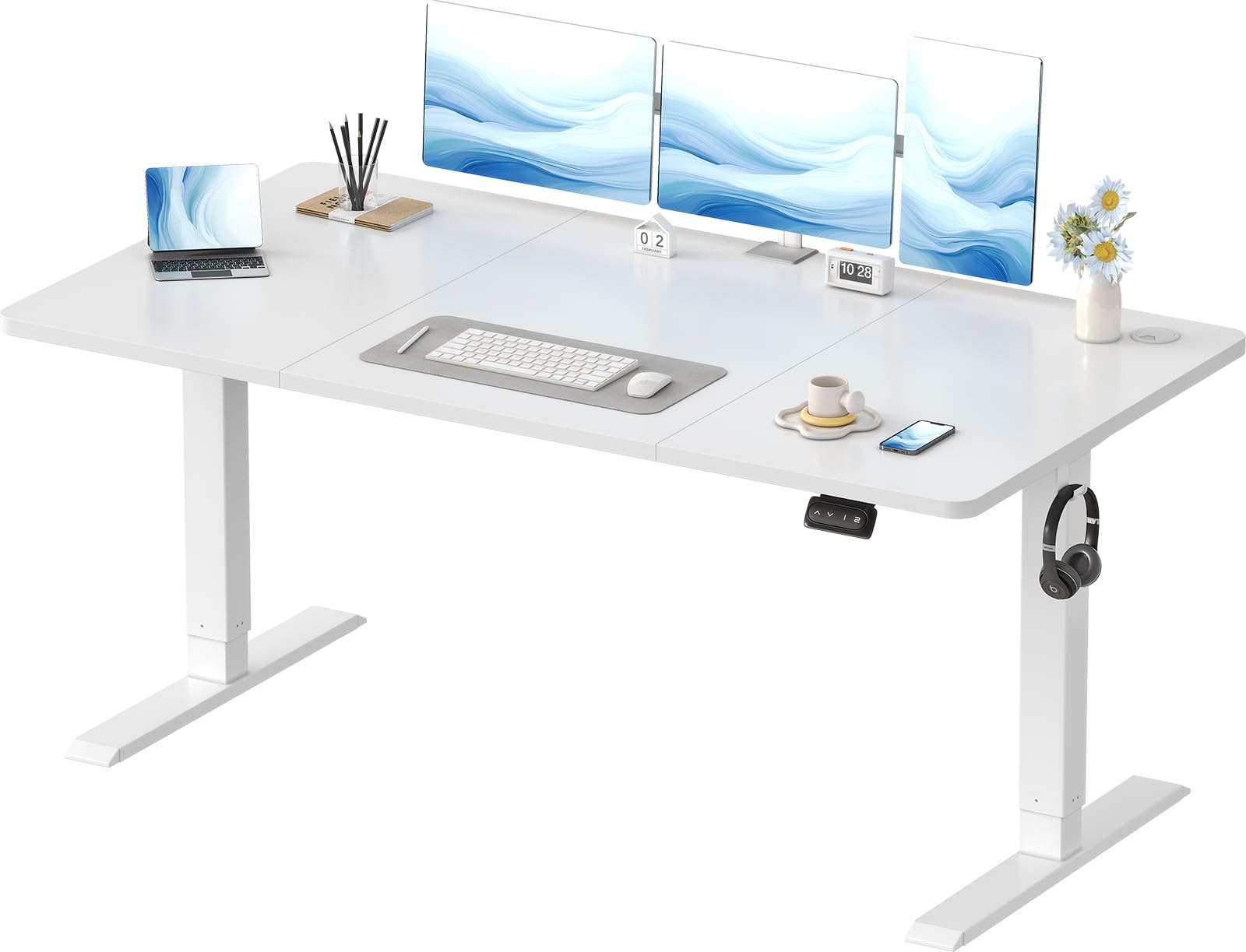 Devoko Elektrisch Höhenverstellbarer Schreibtisch 160 x 70cm,Weiß