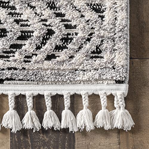 Nuloom Ansley Moroccan Lattice Tassel Runner Rug, 2' 6" X 8', Gray #TOP2