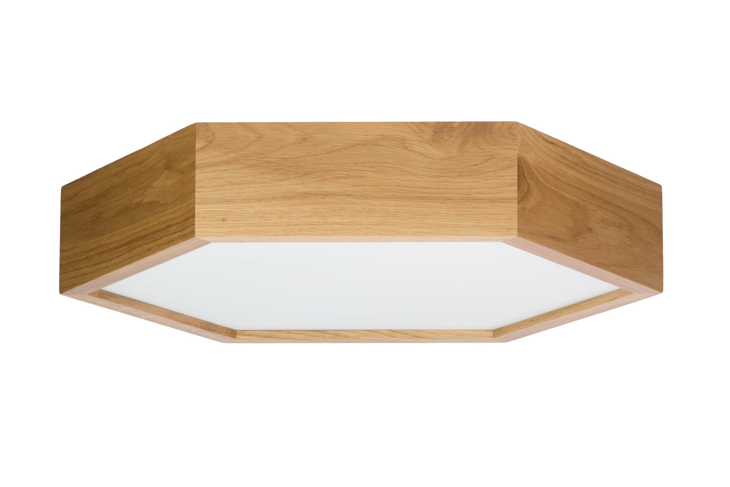 Deckenlampe - Sechseck Holz Deckenleuchte Eiche 2xE27 (∅37 cm) - Modern Beige Lampe für Schlafzimmer, Wohnzimmer, Flur, Küche - Stilvolle Eichenholz LEJA