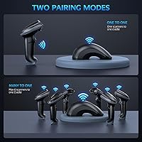 Vista 6 de TEEMI Escáner de código de barras Bluetooth 1D 2D con base de carga USB y receptor de datos, lector de código QR inalámbrico, escaneo