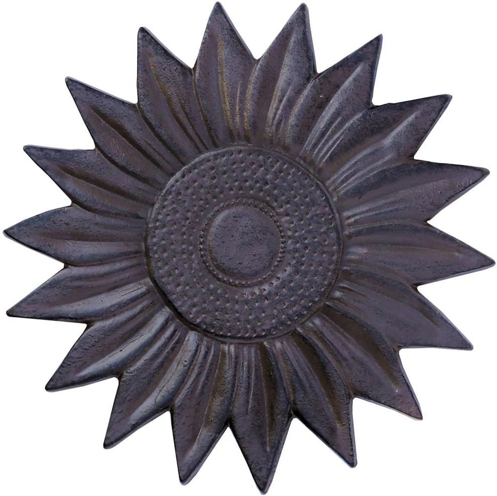 Sunset Vista Designs Cast Iron Sunflower Stepping Stone, 12-Inch Diameter