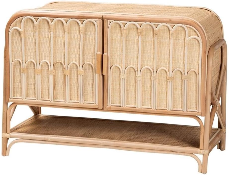 bali & pari Gitano Bohemian Natural Rattan 2-Door Storage Cabinet