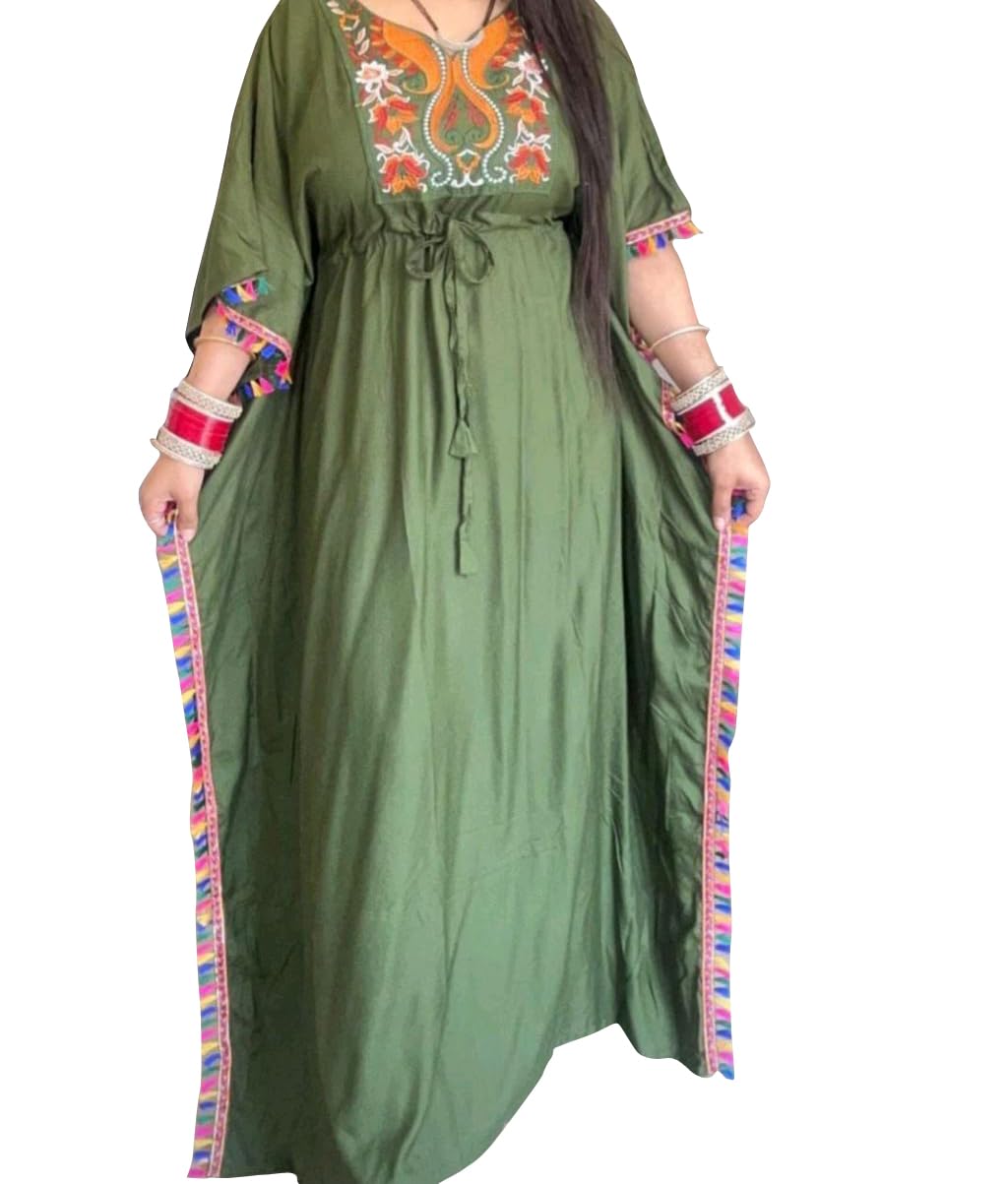 ukal Summer Fashion Women's and Girl's Rayon Long Nightwear Nighty Beach Wear Kaftan Maxi Dress Nightwear Kimono Style Caftan-picture-28