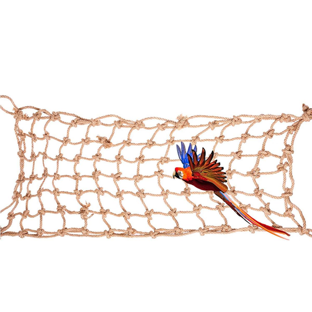 HANABASS Papageien Kletternetz aus Robustem Seil Beißfest und Hängendes Netz für Mittelgroße und Große Papageien 50x100cm als Vogelspielzeug im Käfig