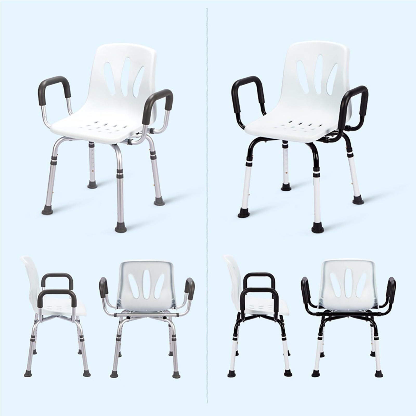 Silla De Ducha Asiento De Ducha Silla De Baño Taburete De Ducha Antideslizante Asiento Regulable En Altura Silla De Baño con Respaldo Y Reposabrazos, Taburete De Baño, 136Kg