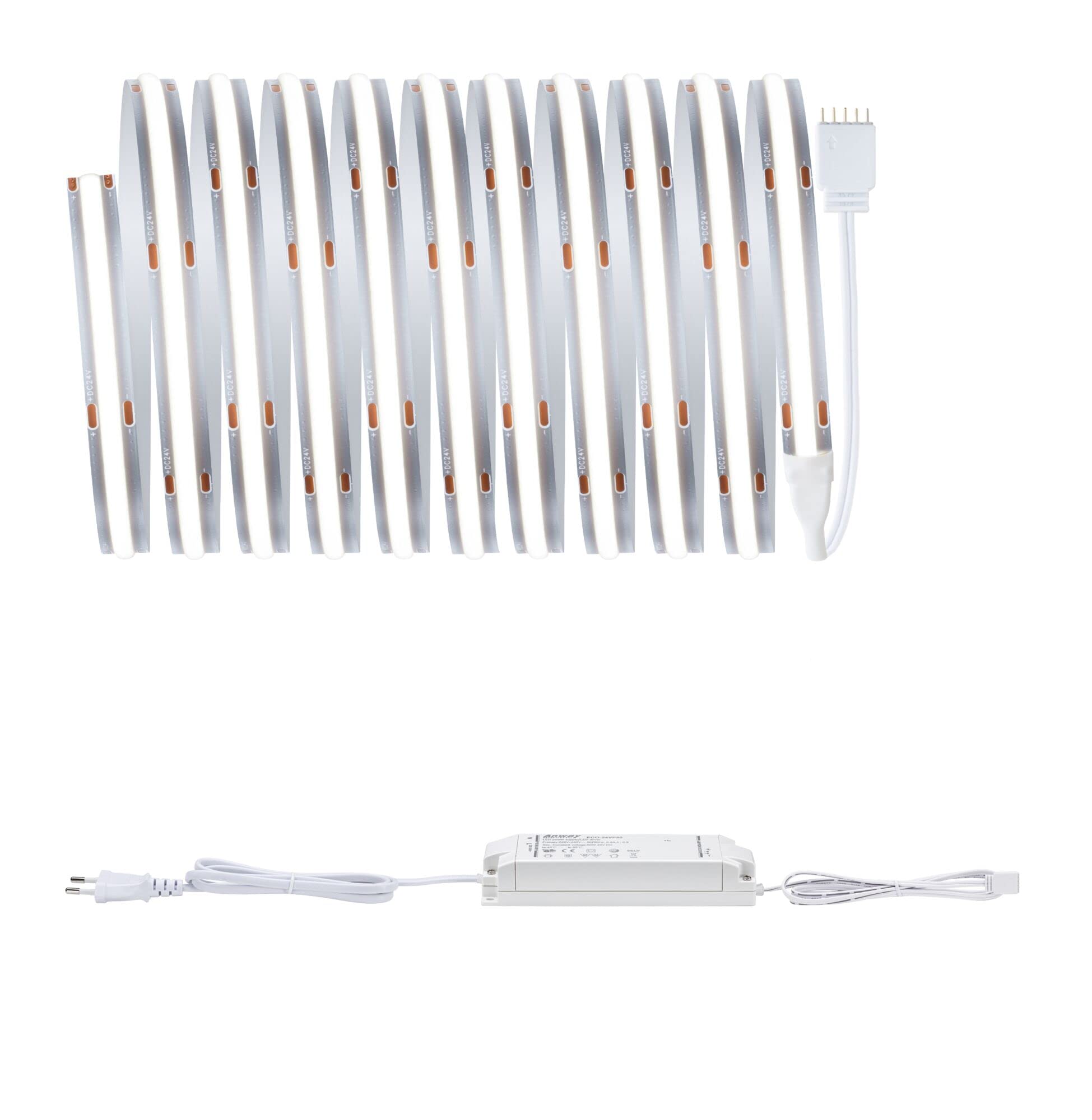 Paulmann 71128 MaxLED 1000 LED Strip Full-Line COB 36W 1280lm/m 528LEDs/m dimmbar 3m Silber Kunststoff 6500K LED Band erweiterbar