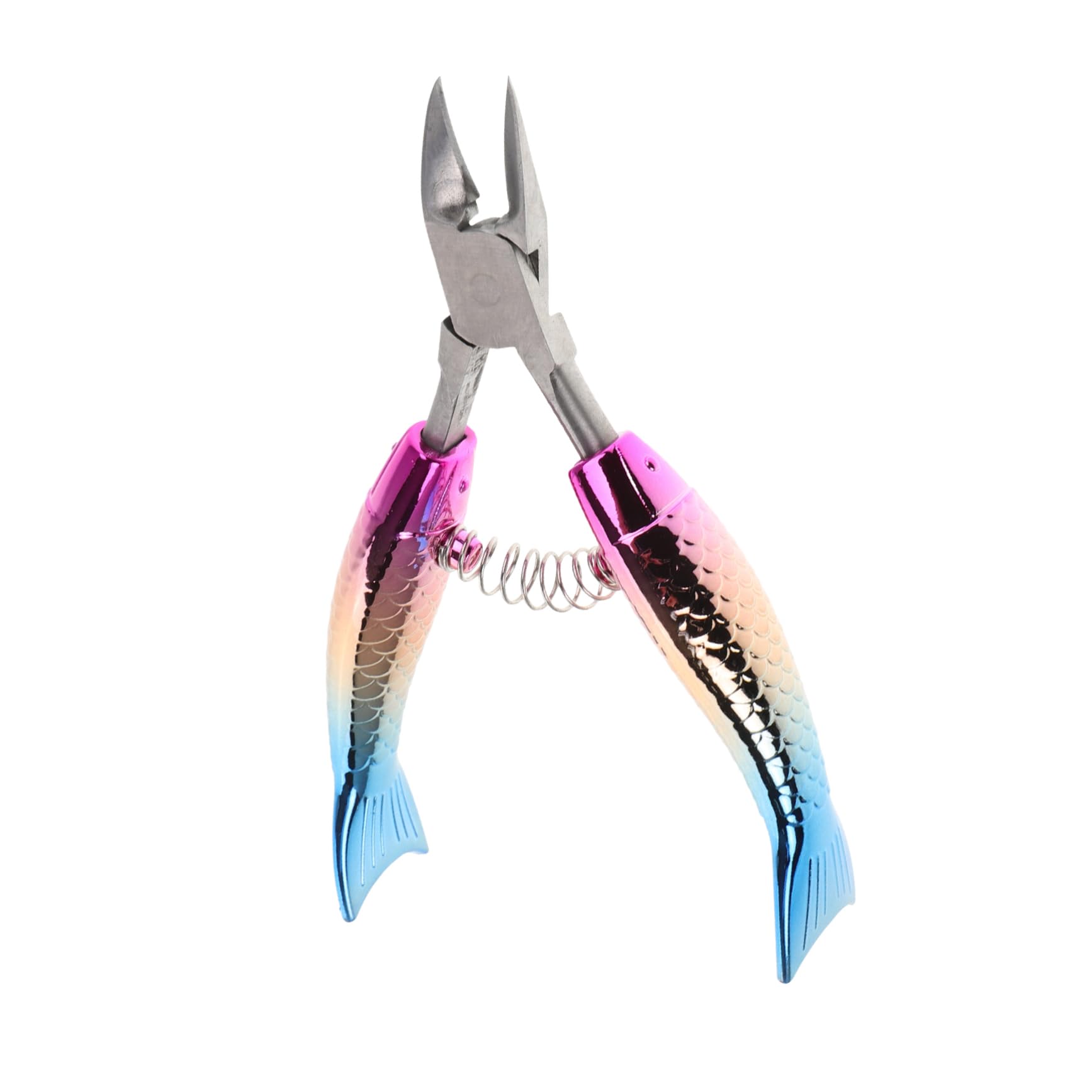 Mikinona Rainbow Cuticle Cutter Ergonomic Stainless Steel Cuticle Nippers with Fishtail Tips for Precise Nail Care Stylish Gradient Design for Home and Salon Manicures