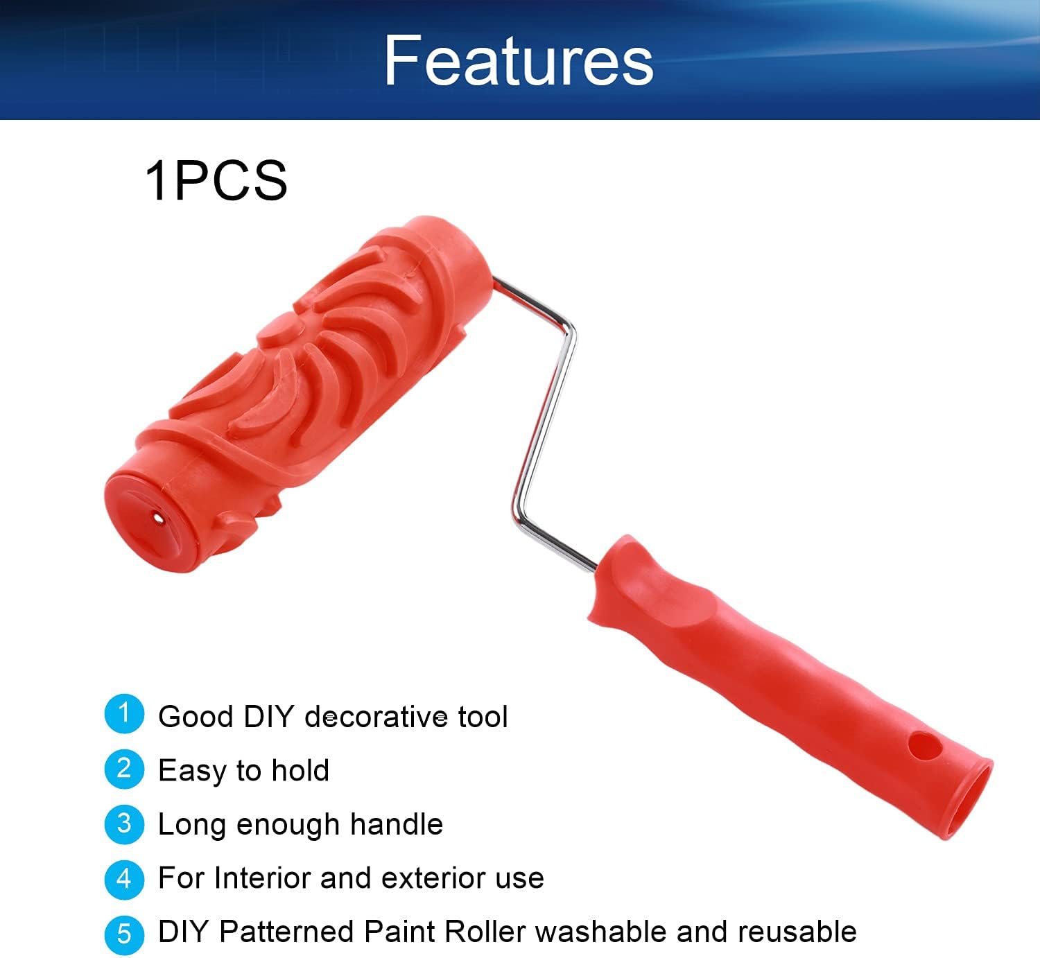 Auniwaig Embossing Rubber Paint Roller Brush Red 12.59 Inch for Household Wall Painting EG127T Brick Pattern DIY Wall Decoration Art Paint Tools