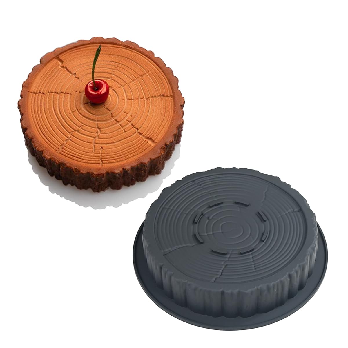 mostsom Moule à gâteau décoratif en silicone pour mousse, gelée, chocolat, crème glacée (souche d'arbre)