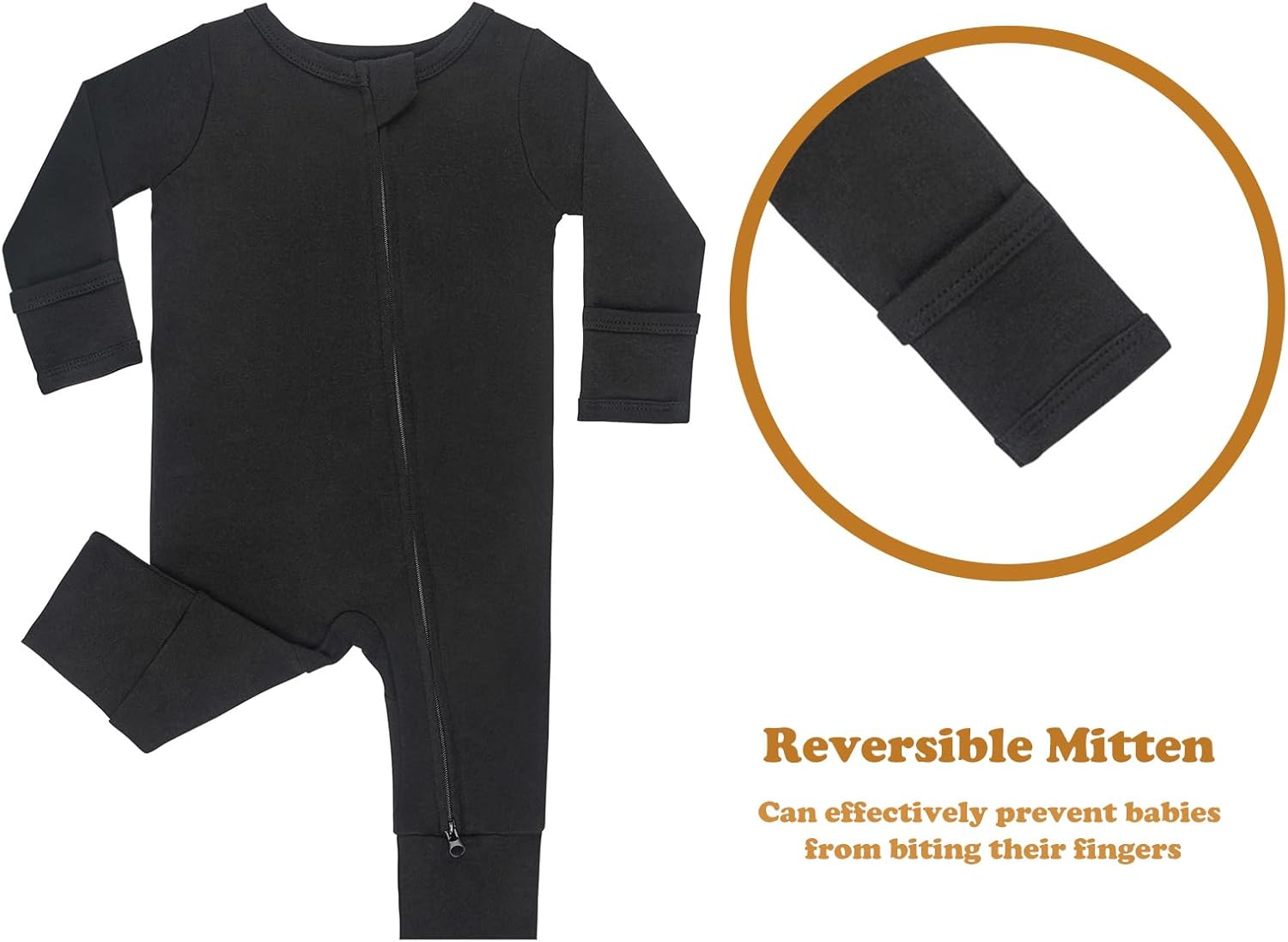 GUISBY Long Sleeve Cotton Pajamas Footless Baby Bodysuits with Zipper and Mittens 3-Pack for Boys Girls - Image 4