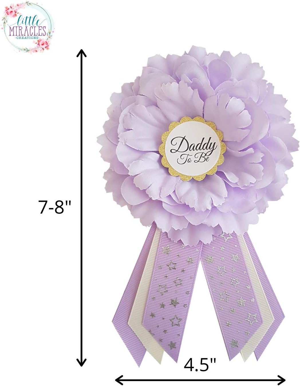 LMC Purple And Ivory Baby Shower Mommy To Be Sash And Corsages USA Handmade (Sash and Daddy to be pin set)