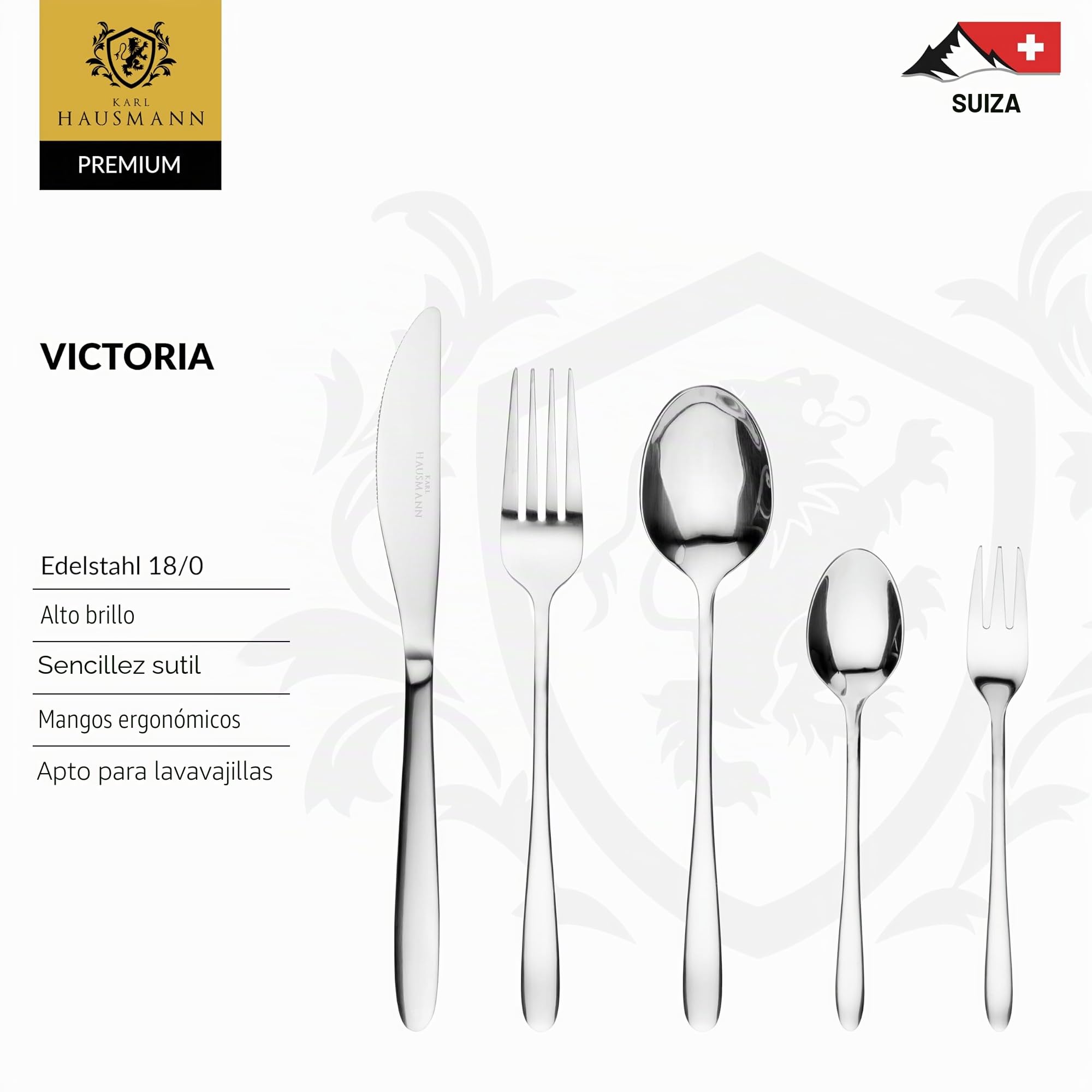 KARL HAUSMANN Cubertería 12 Personas, 72 Piezas Acero Inoxidable 18/0 - Juego de Cubiertos con Cuchillos Tenedores Cucharas + Utensilios de Servicio, Caja Regalo, Pulido Brillante, Apto Lavavajillas