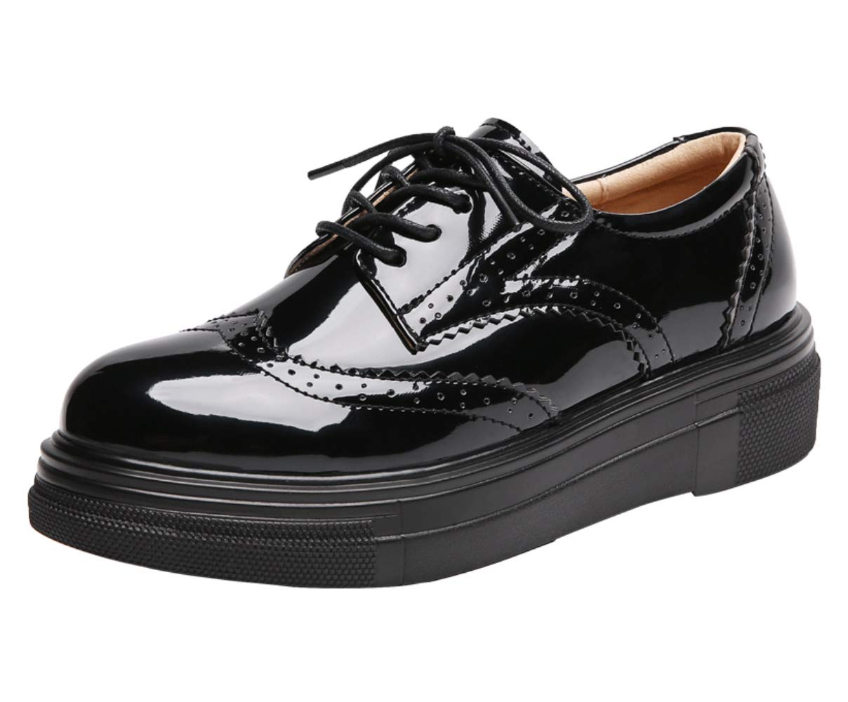 DADAWEN Femme Chaussures de Ville à Lacets Brogues Derbies Mocassins en Cuir Casual Mode Antidérapantes