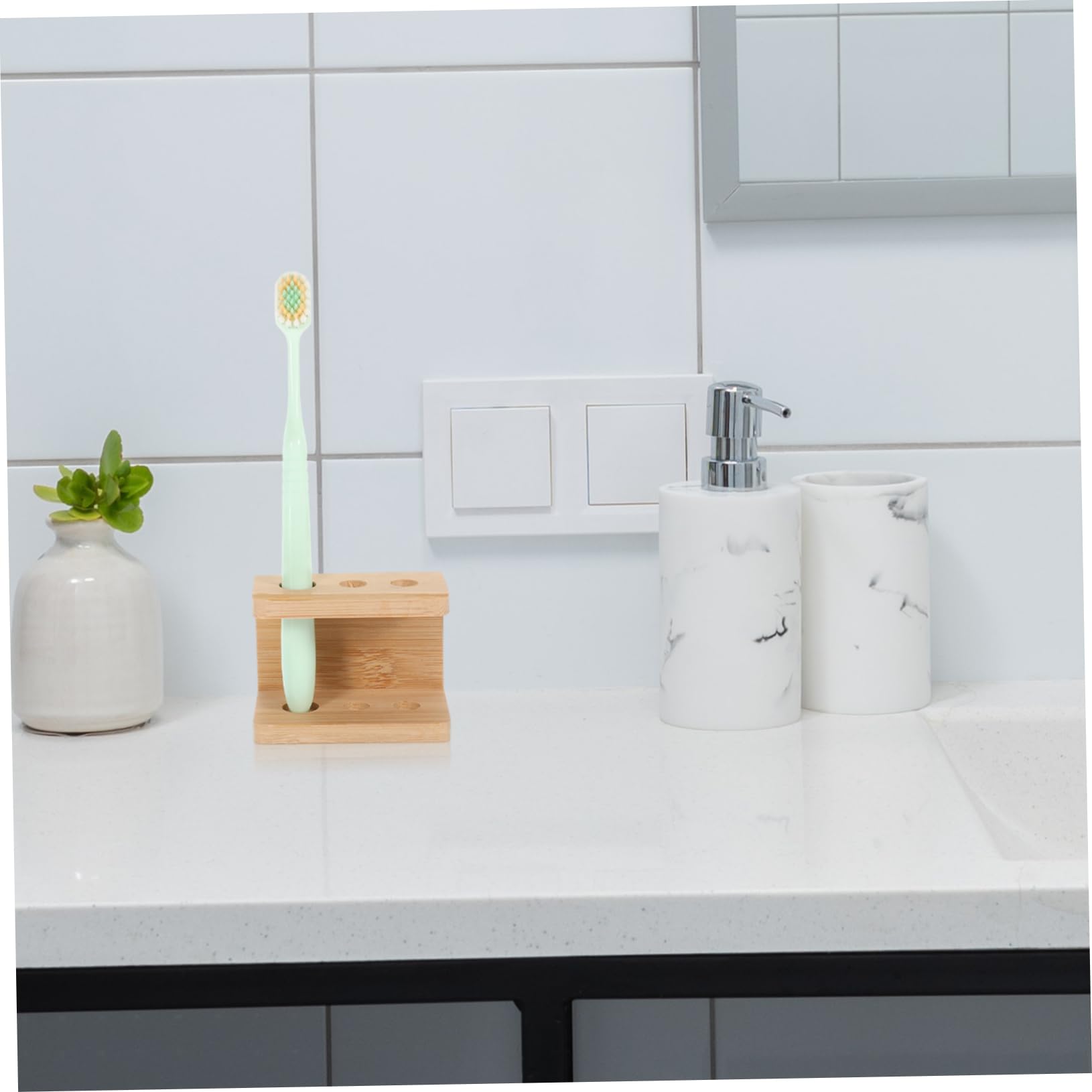 4piezas Organizador De Cepillos De Dientes De Compartimentos Soporte Estable para Baño para Cepillos De Dientes Afeitadoras y Accesorios De Personal