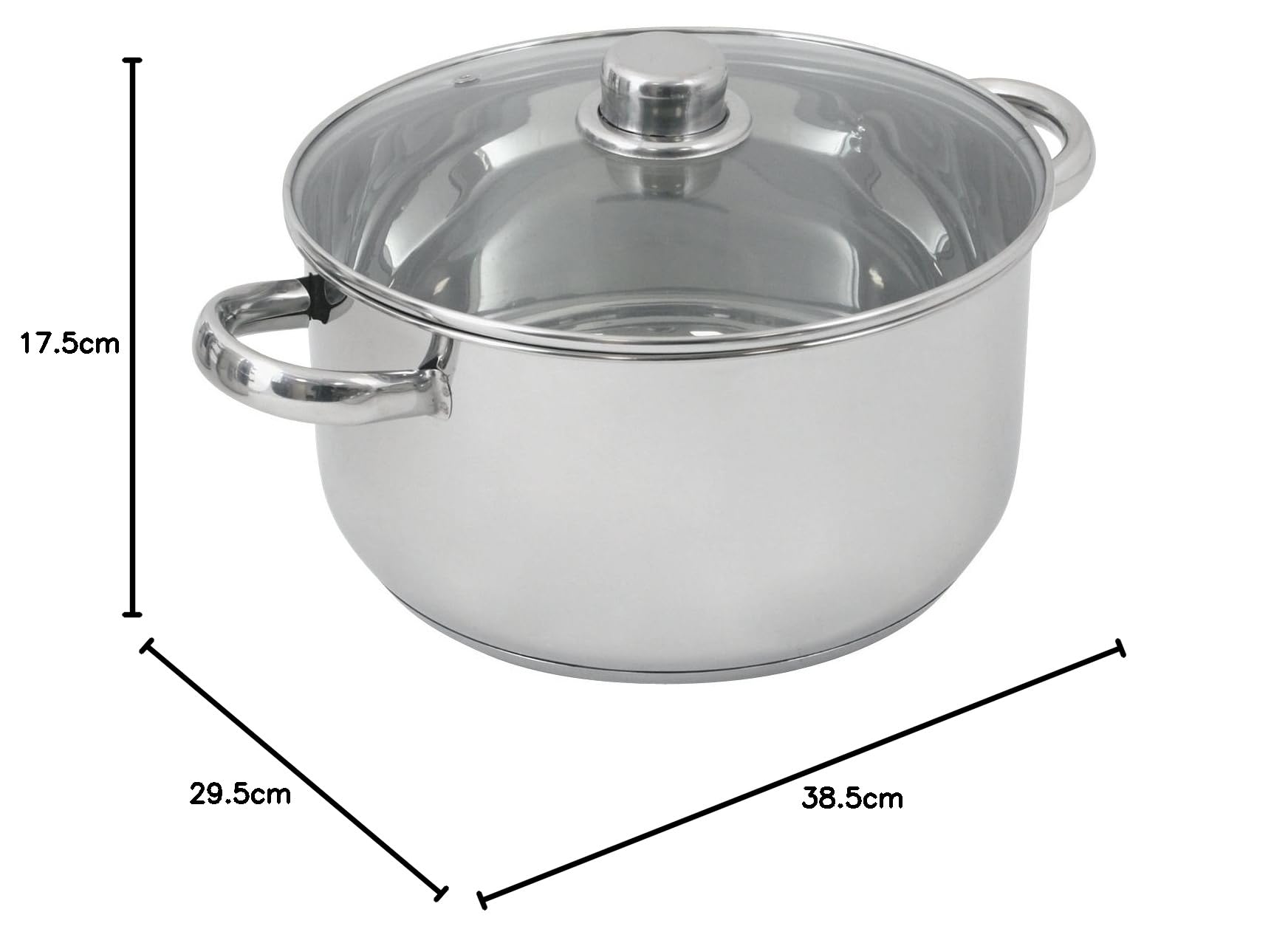 Crealys 502388 Marmite en Inox 10 L Couvercle Verre Diamètre: 28 cm, Argenté