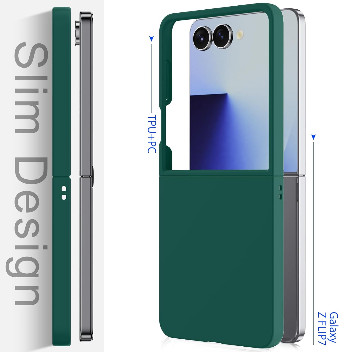 for Samsung Galaxy Z Flip 7 Case,Slim & Military-Grade Protection Phone Case,Hard PC Shockproof Protective Phone (Green) 20-zflip7-07