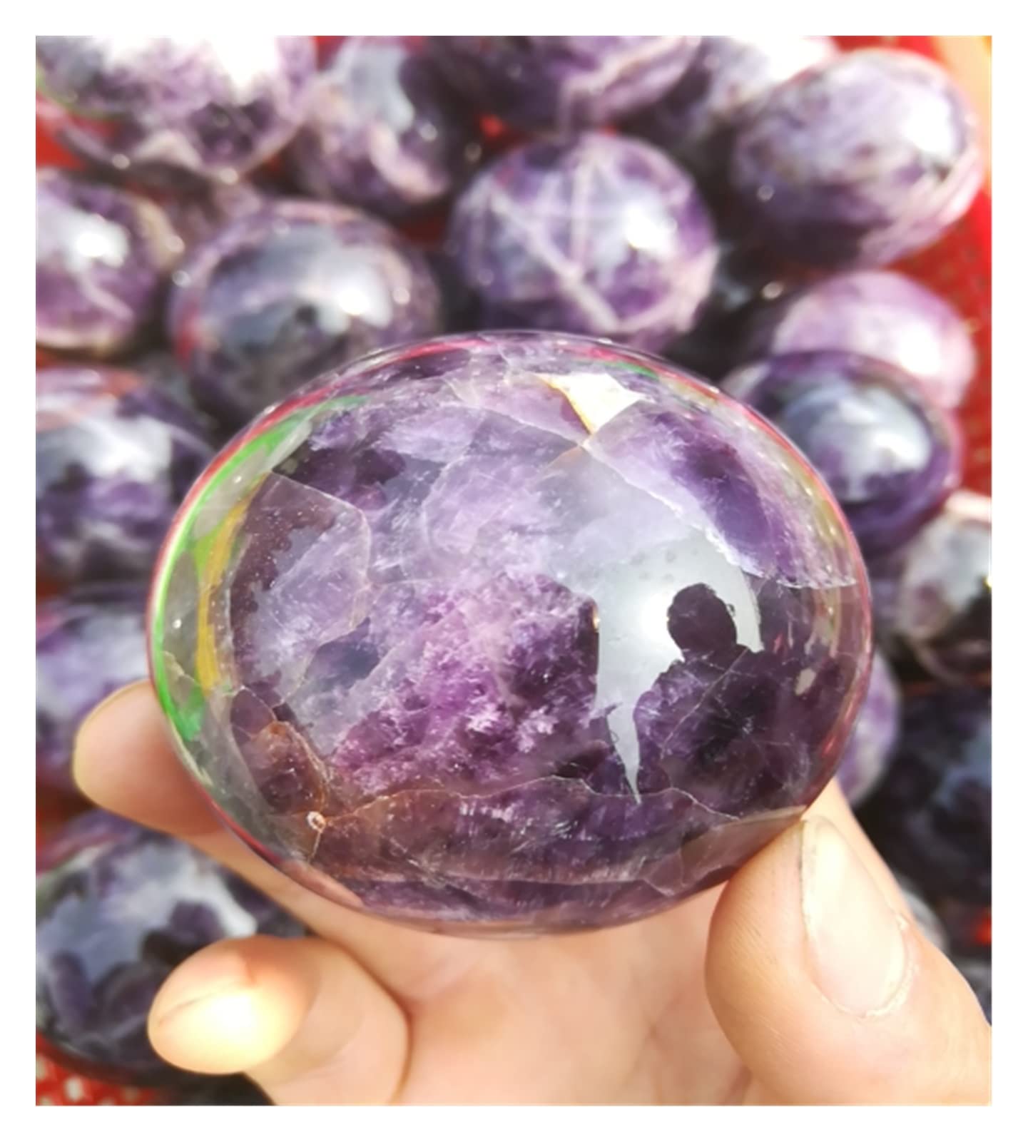 FUERLI Cuarzo Natural Sueño Amatista Esfera de Cristal Bola Gema Piedra Decoración del hogar Piedras Naturales (Tamaño : 9-10cm) decoración de Cristal (Size : 9-10cm)