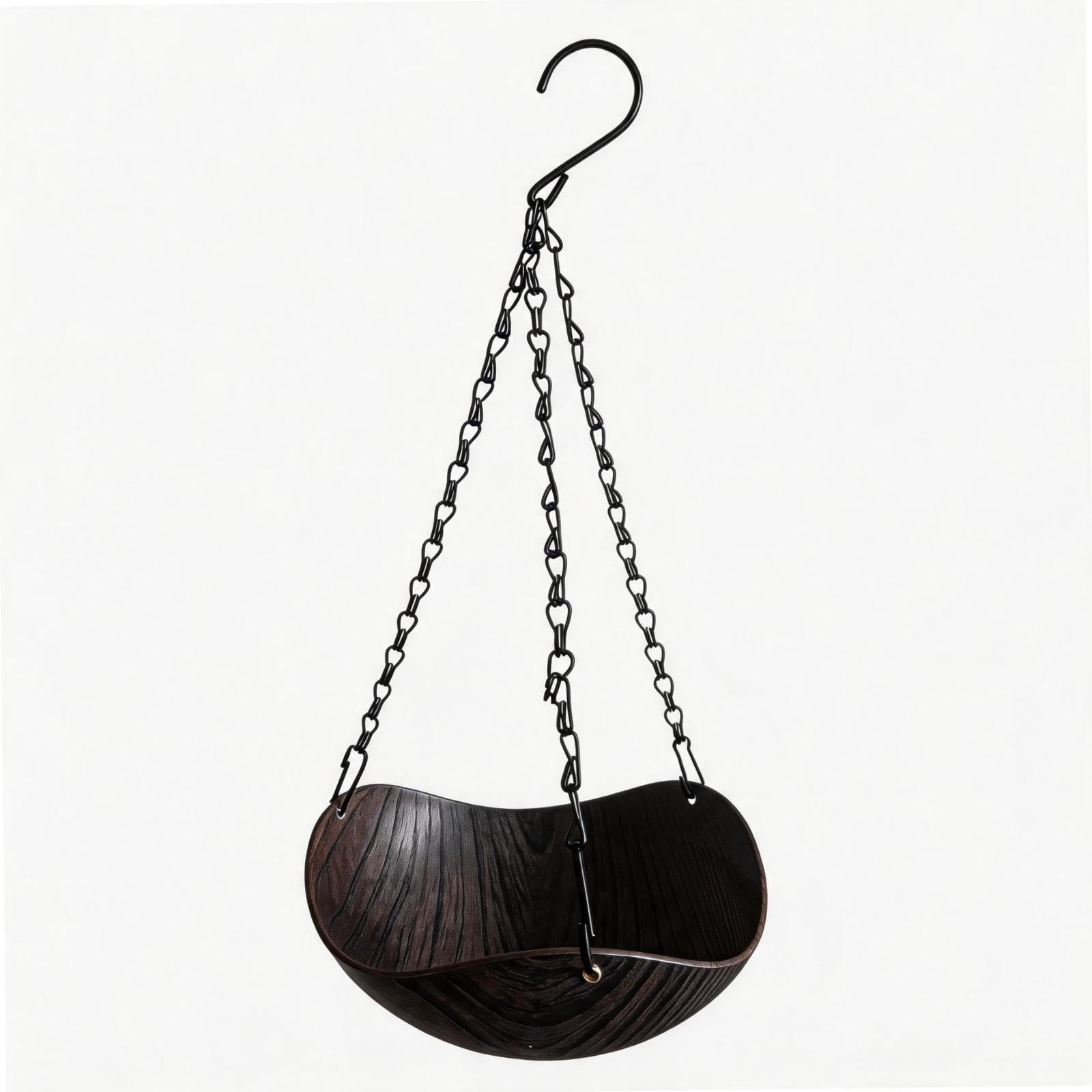 Sharplace Hanging Bird Baths Bird Paddling Pool Heavy Duty, Multifunctional Lightweight Birdbath Water Feeders for Porch, Backyard Lawn, Dark Wood Grain — image 1