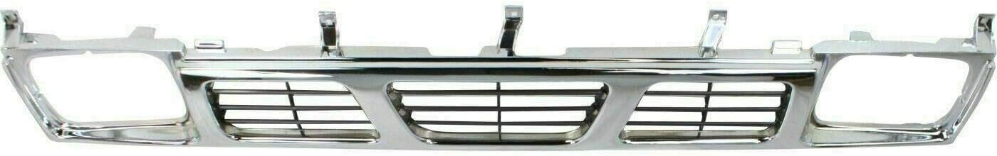 Front Bumper Chrome Steel + Grille Assembly For 1996-1997 Nissan Pickup Direct Replacement