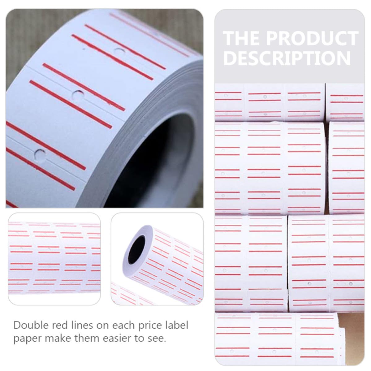 40 Rollos de Etiquetas Adhesivas de Precio Papel para Etiquetas de Precios Resistentes y Fáciles de Usar en Papel Blanco para Supermercado y Oficina