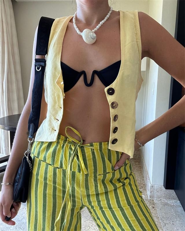 Women Plaid Wide Leg Pants High Waist Drawstring Pants Casual Lounge Pants Loose Trousers Sweatpants Bottoms4