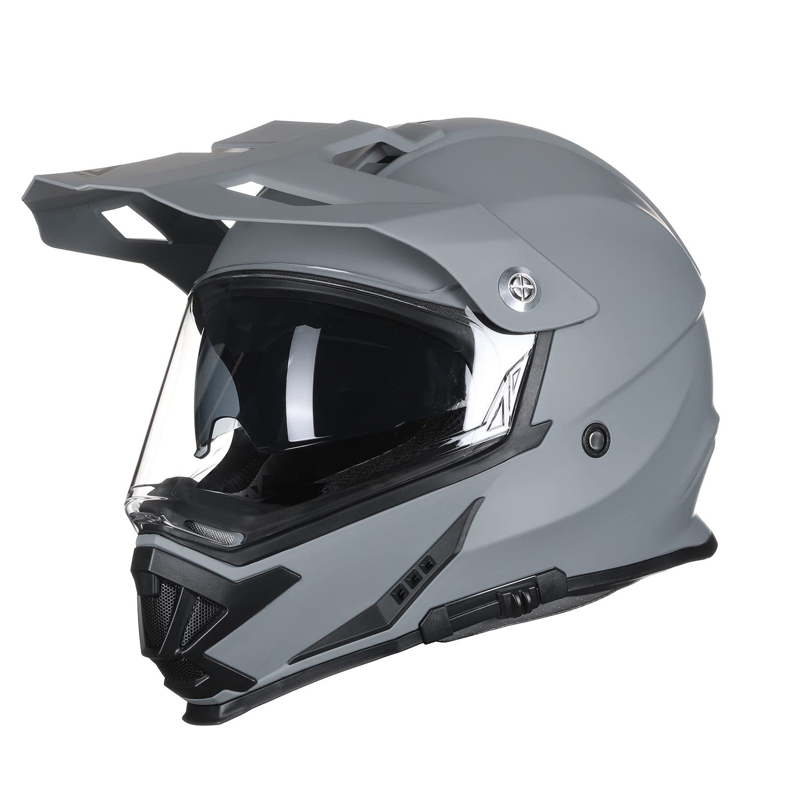 TRIANGLE Full Face Motorcycle Helmet Dual Sport Off-Road Motocross Helmets for Men (Small, Gray)