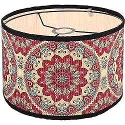 Lámparas Araña Con Pantalla OSALADI Pantalla De Bambú De Tambor Cubierta De Lámpara De Mandala Lámpara De Araña Vintage Pantalla De Luz Bombilla Con Clip Cubierta De Luz De Barril Reemplazo Para Lámparas De Mesa
