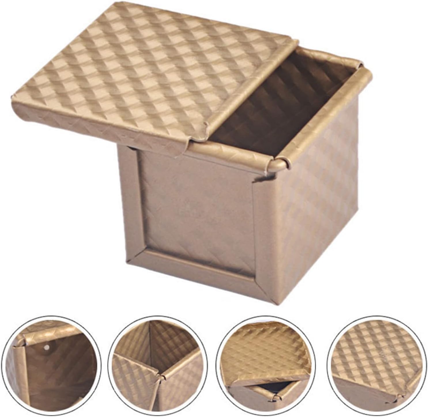 6 x teglia quadrata con coperchio stampo per pane tostato padella per pane pullman pagnotta padella con coperchio antiaderente mini cubo d'acqua toast box