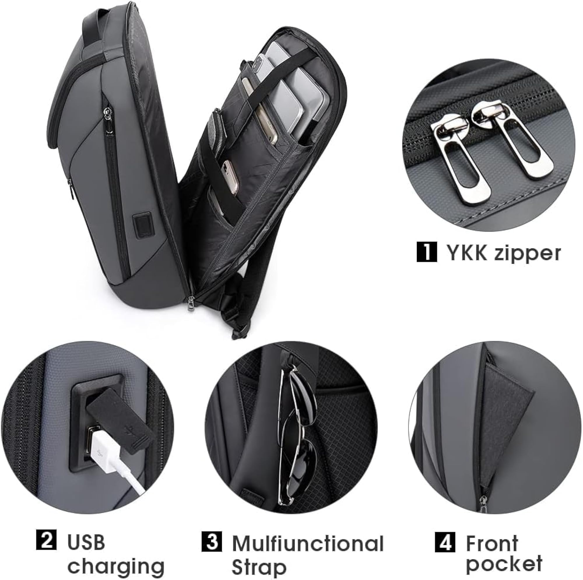 Men's Anti-Theft Sling Bag with Lock, Shoulder Bag