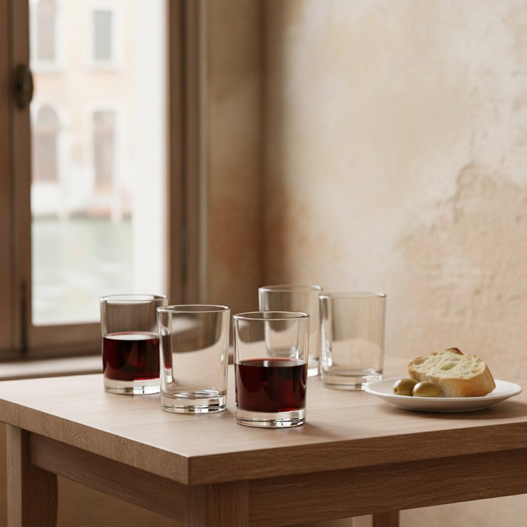 HISTORY COMPANY Bàcaro di Veneto - Juego de 4 copas de vino italianas sin tallo (caja de regalo)