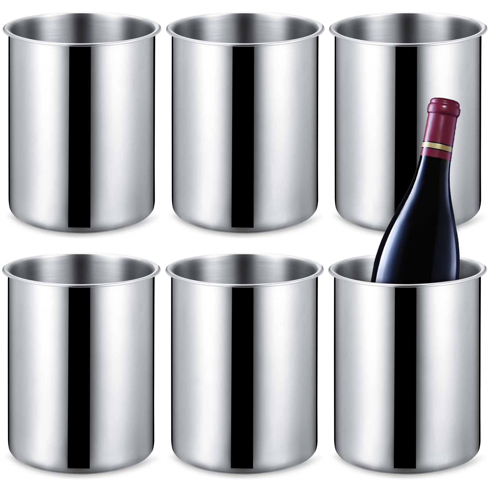 Domensi 6 Pcs Wine Chiller Bucket 750 ML Champagne Bucket Stainless Steel Wine Chillers for Bottles Keeps Cold for Hours Cooler Insulated Champagne Beer Ice Bucket