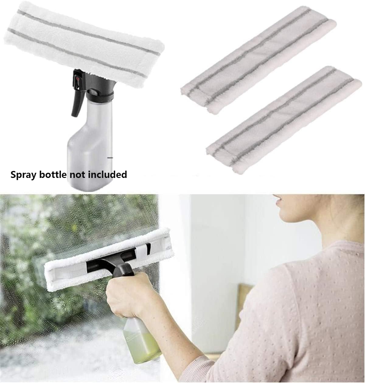 2 panni per finestre Karcher WV1 Macchina per la pulizia delle finestre Mop Spray Pot Wiping Spray Bottle Glass Cleaner Pads