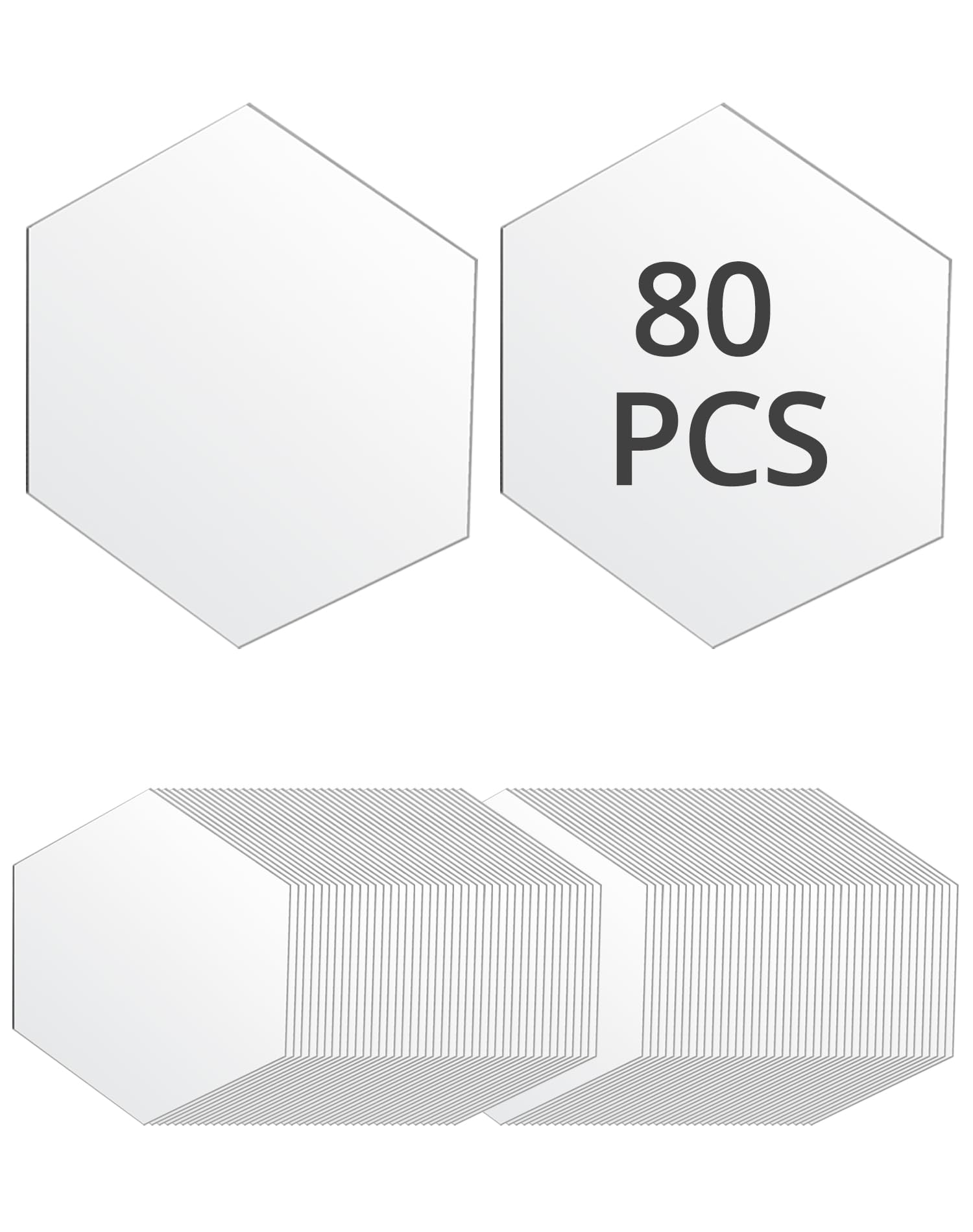 QWORK® 80Pcs Tarjetas de acrílico hexágono Transparente, para Bodas, Fiestas, Marcos de Fotos, exhibición de Manualidades, 8 x 7 cm, 0.2 cm de Grosor