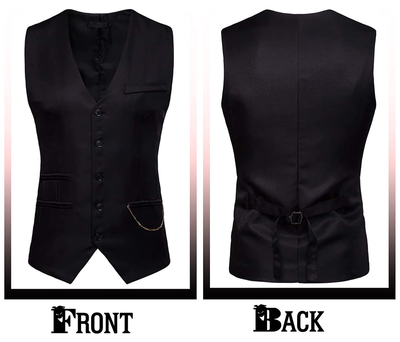 RONGKIM Gilet de costume sans manches à double boutonnage, coupe ajustée, pour homme