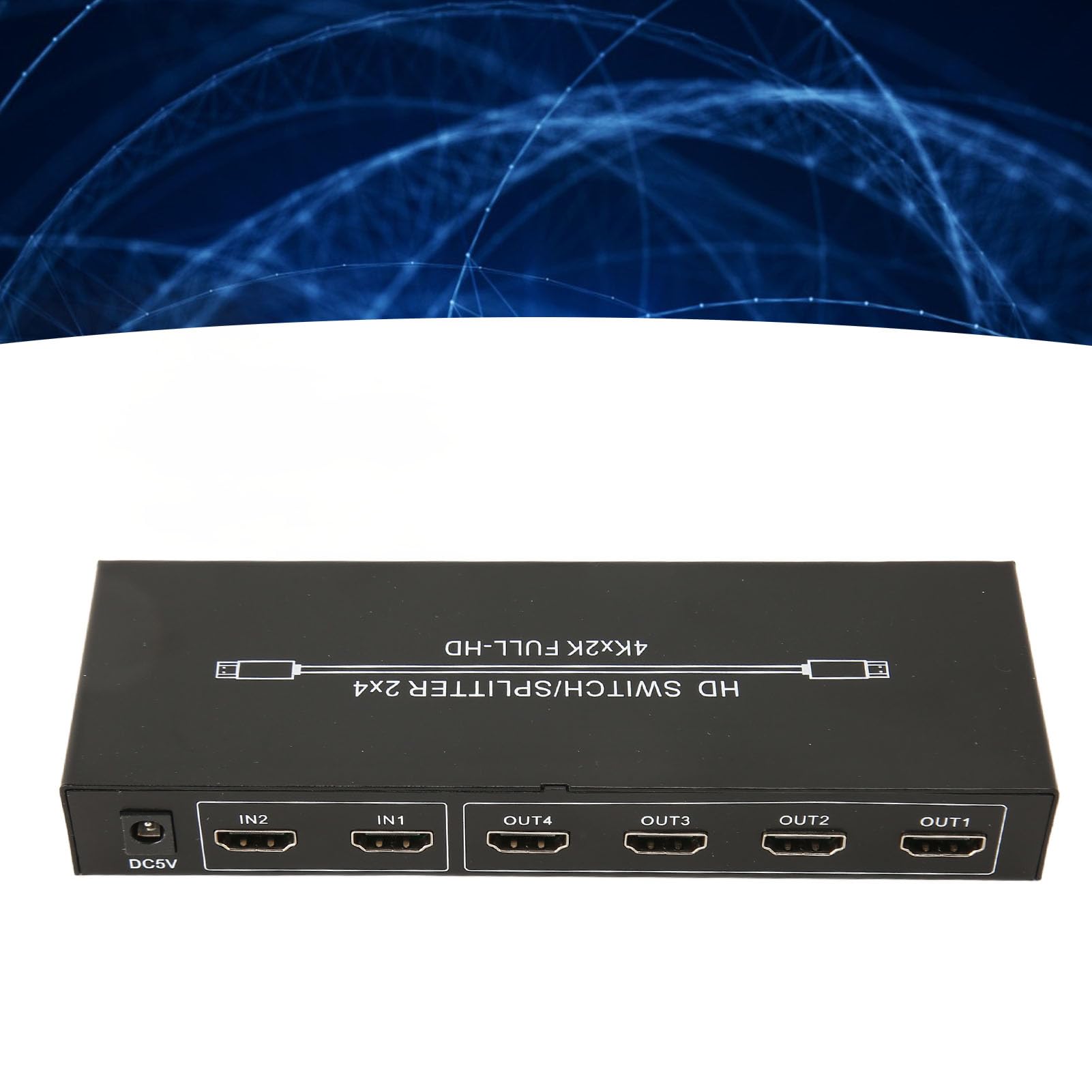 Splitter HDMI, Commutatore Splitter HDMI 2 Ingressi 4 Uscite 4K X 2K 60Hz 2x4 con Telecomando, Splitter TV a 2 Vie, Distribuisce 2 Segnali HDMI su 4 Display UHD (Spina UE 100‑240