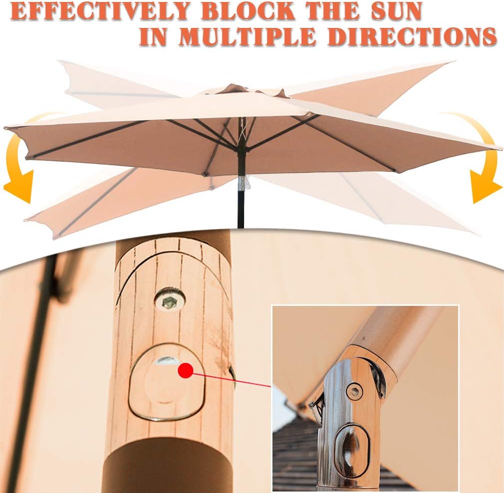 FDW Patio Umbrella 9' Aluminum Outdoor Patio (Tan)