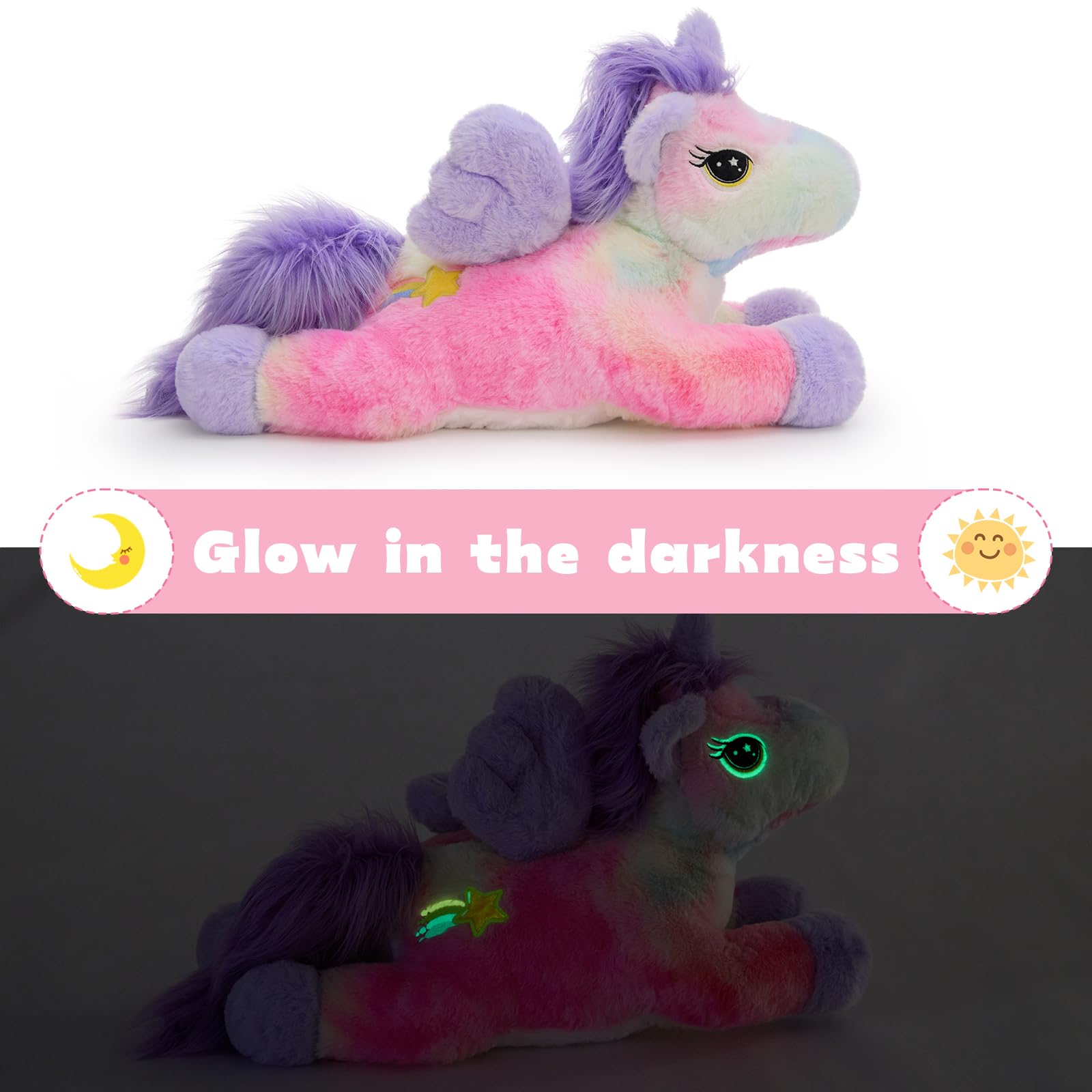 MorisMos Unicornio Peluches Gigante, 50cm Mamá con 3 Kawaii Bebés, Realistas Suave Juguete de Peluche Grande Regalos para Niñas, Niños, Cumpleaños Navidad — view 6