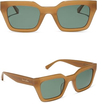 DIFF | TravisMathew | Solana Modern Cat Eye Sunglasses for Women | UV400 Polarized Protection | Caramel + G15