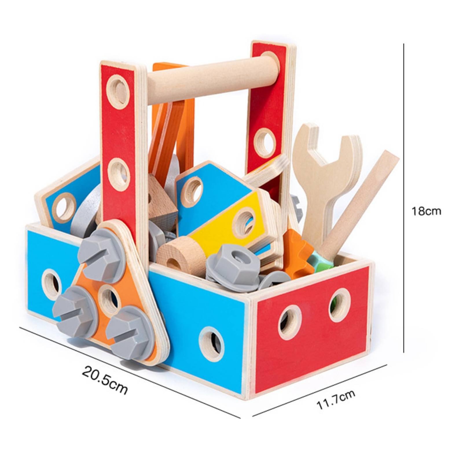 Blocchi Riparazione Bambini Set Costruzioni Legno Kit Attrezzi Bambino Dadi E Bulloni con Chiave E Cacciavite Ispirato a Scenari Reali di Riparazione