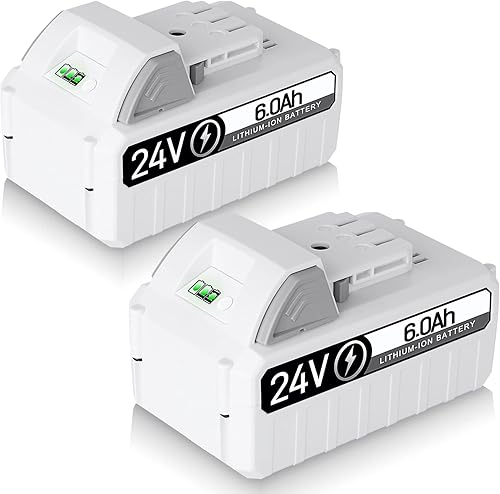 DSANKE - Paquete de 2 baterías de repuesto de iones de litio de 6.0Ah 24V para Snow Joe y Sun Joe iON+, batería de 24 V 24BAT-LTX 24VBAT-LTW