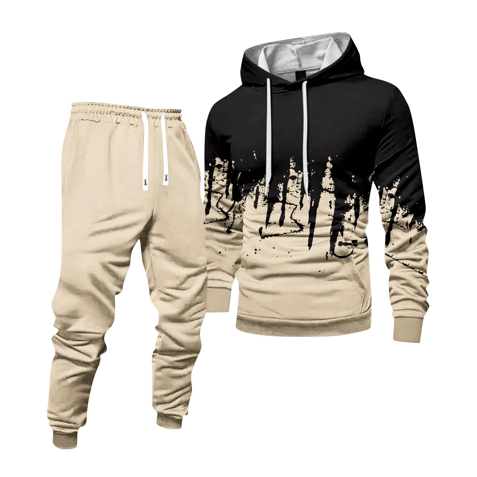 uxxnjfg Tuta Uomo Invernale Sportive con Cappuccio Abbigliamento da Uomo Girocollo Abbigliamento Sportiva Ginnastica Leggeri Vestiti Larghi Joggers Costume Running Maniche Lunghe Tuta