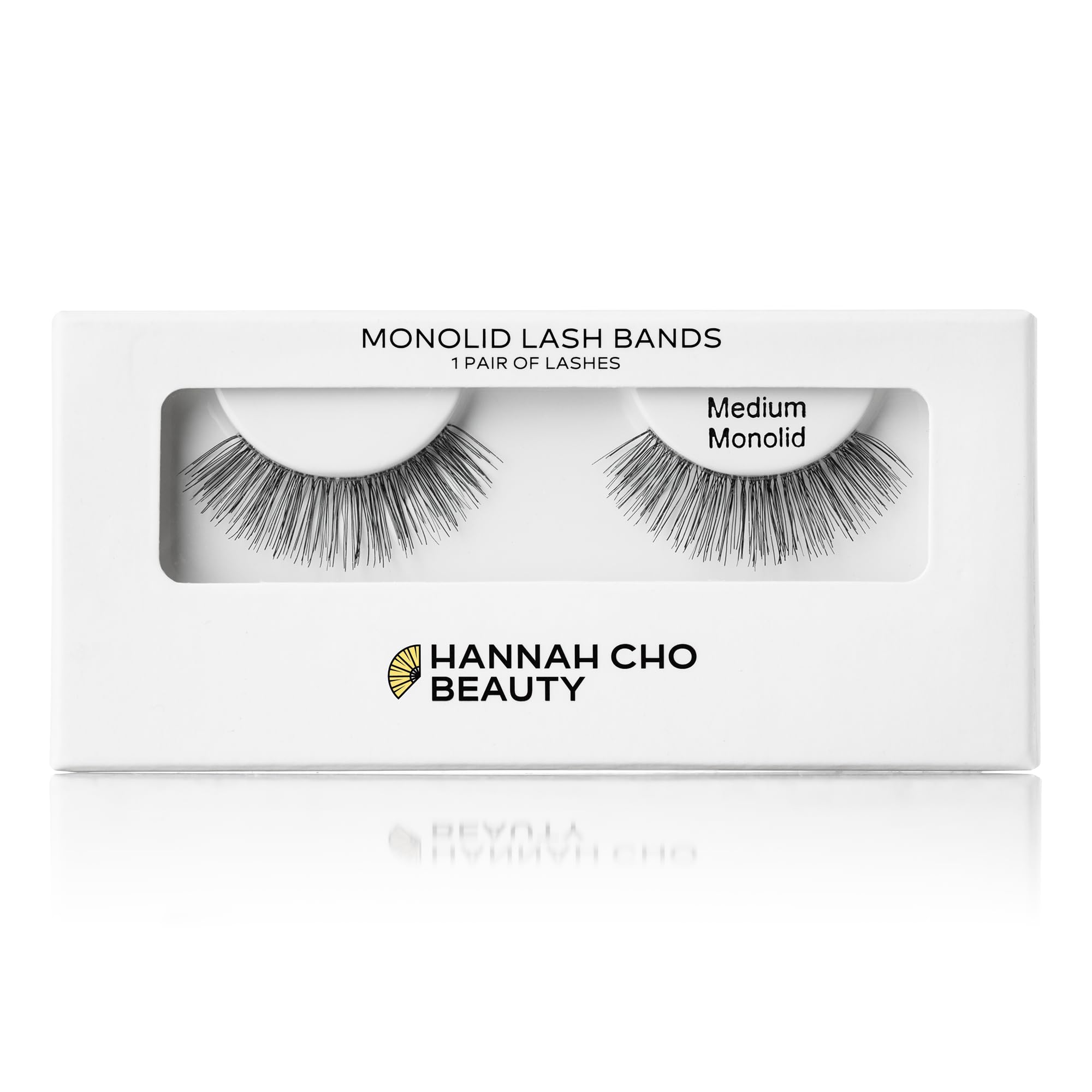 Natürliche falsche Wimpern für Monolide, mittelgroßer Stil, Echthaar, handgefertigt, nicht synthetisch, hebt schwere Deckel an, einfache Anwendung Hannah Cho Beauty