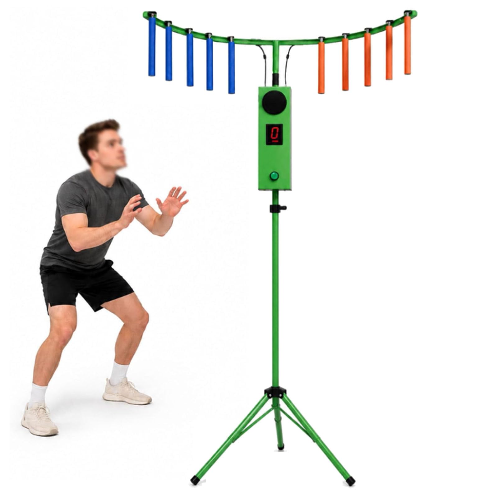 Oiyekntd Hand Eye Coordination Training Catching Stick Game with LED Lights & MP3, Adjustable Speed Reflex Stick Arcade Machine for Party, Family Game Night, Business Entertainment Green